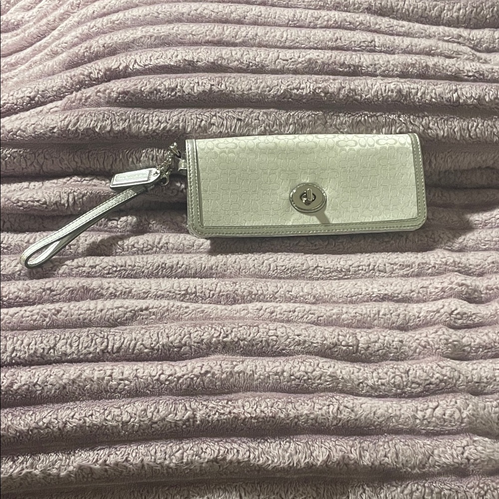 Coach Silver Wristlet with Silver Clasp